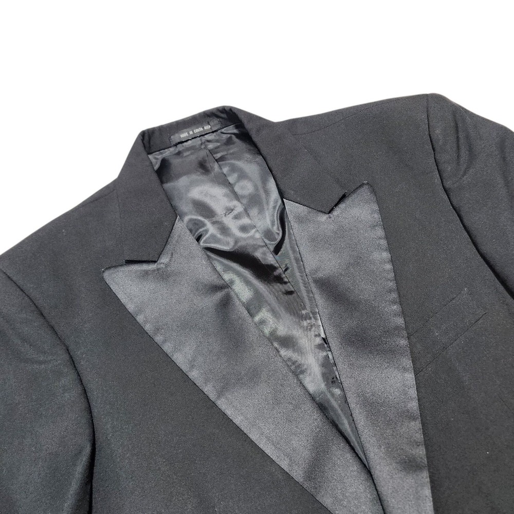 Jean-Yves Tuxedo Jacket Mens 39R Black Wool Peak Lapel Formal Wedding Blazer‎
